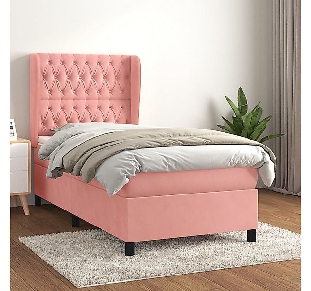 vidaXL Boxspringbett, Boxspringbett mit Matratze Rosa 90x190 cm Samt günstig online kaufen