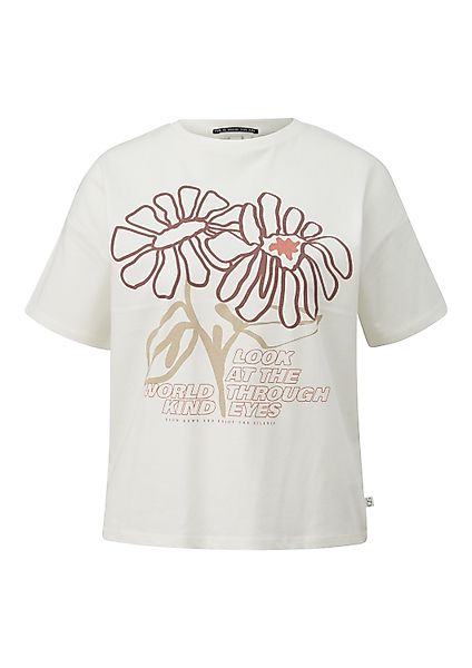 QS Kurzarmshirt T-Shirt Baumwollshirt mit überschnittener günstig online kaufen