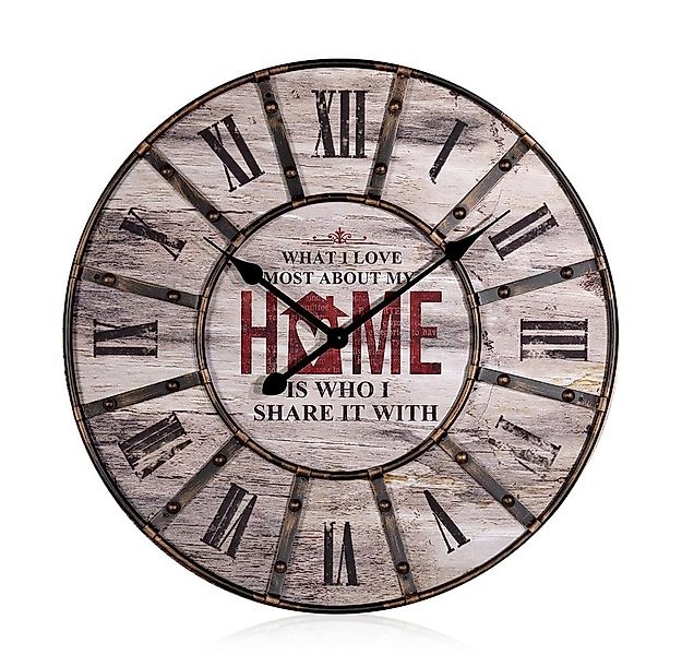 Melko Wanduhr XXL Designer Wanduhr aus Holz in Braun Analog Deko Groß Küche günstig online kaufen