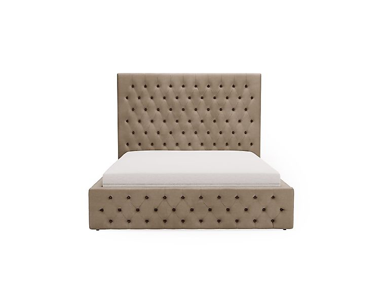 MOEBLO Polsterbett JONES (Doppelbett mit Kopfstütze, Rahmenbettgestell, Che günstig online kaufen