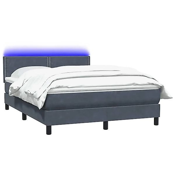 vidaXL Boxspringbett mit Matratze & LED Dunkelgrau 140x210 cm Samt 3316786 günstig online kaufen