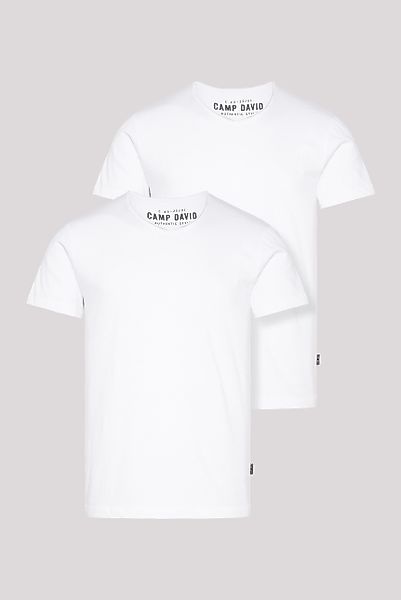 CAMP DAVID V-Shirt 2 Stk. tlg. gerade Form, Baumwolle, V-Ausschnitt günstig online kaufen