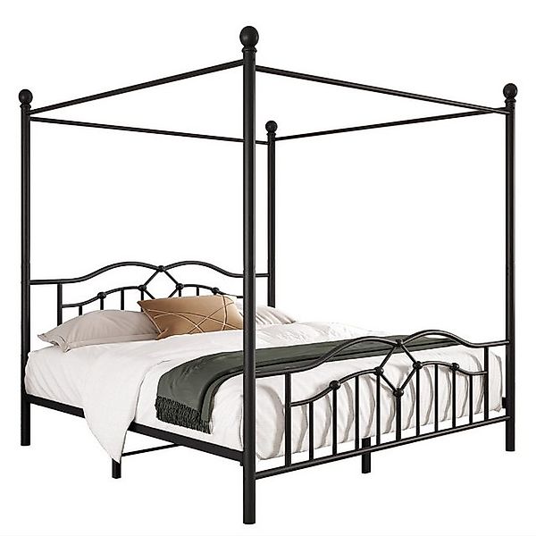 HAUSS SPLOE Himmelbett 140x200cm Metallbett mit gewelltem Kopfteil, moderne günstig online kaufen