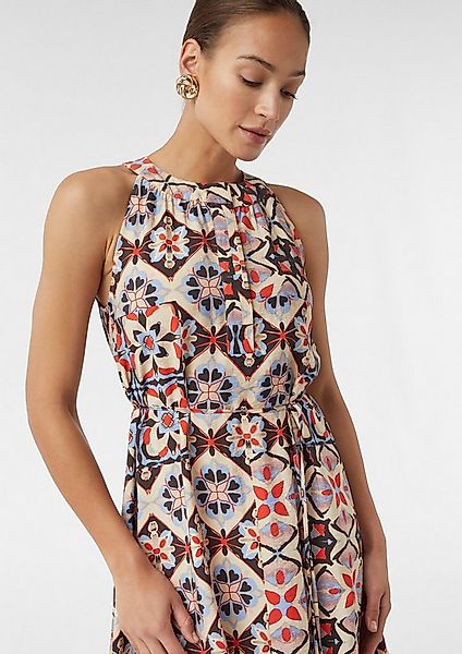 comma Maxikleid Kleid Maxikleid mit amerikanischer Schulter und All-over-Pr günstig online kaufen