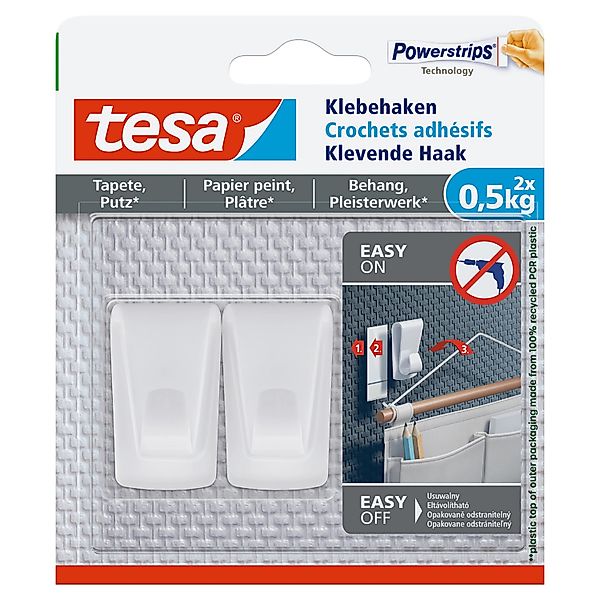 Tesa Klebehaken für Tapeten & Putz 2 x 0,5 kg Weiß günstig online kaufen