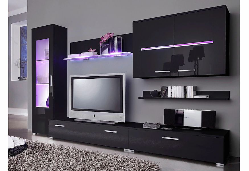 Höltkemeyer Wohnwand "Flame" 6tlg.-Set besteht aus 1 Standvitrine, 1 Wandbo günstig online kaufen