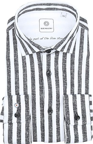 Blue Industry Slim-Fit Hemd Streifen Grau - Größe 38 günstig online kaufen
