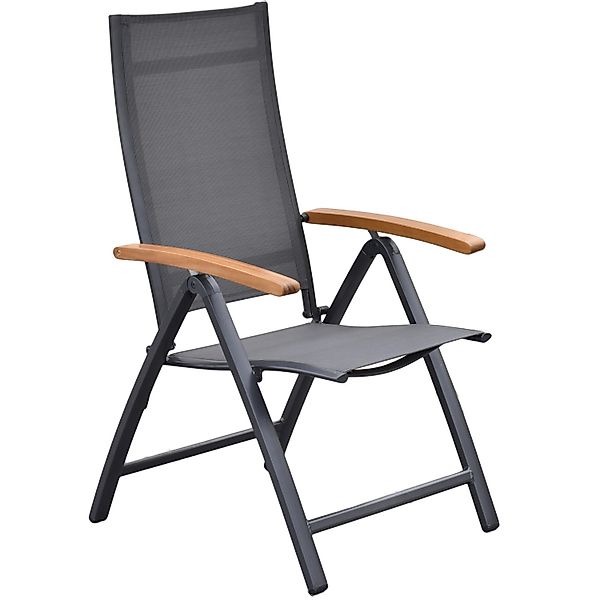 Merxx Klappstuhl Toblino Aluminium mit Armlehnen verstellbar Grau günstig online kaufen