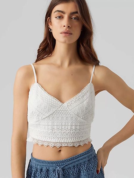 Vero Moda Spaghettitop "VMHONEY LACE V-NECK CROPPED TOP WVN" günstig online kaufen