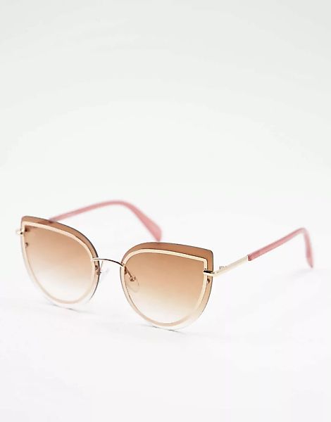 Jeepers Peepers – Oversized Cat-Eye-Sonnenbrille für Damen in Braun günstig online kaufen