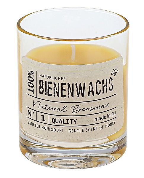 Steinhart Kerzen Bienenwachskerze 100% Bienenwachs-Kerze Glas 79 x Ø 65 mm günstig online kaufen