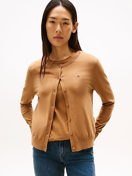 Tommy Hilfiger Cardigan "CO JERSEY STITCH CARDIGAN", mit Logostickerei günstig online kaufen