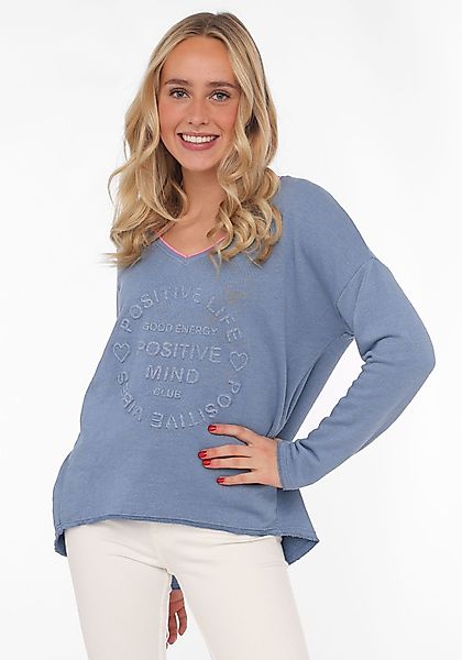 Zwillingsherz Sweatshirt "Positive Mind" mit Kontrastnaht in Neonfarbe günstig online kaufen