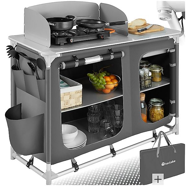 tectake Campingtisch Campingküche Luxus mit 4 günstig online kaufen