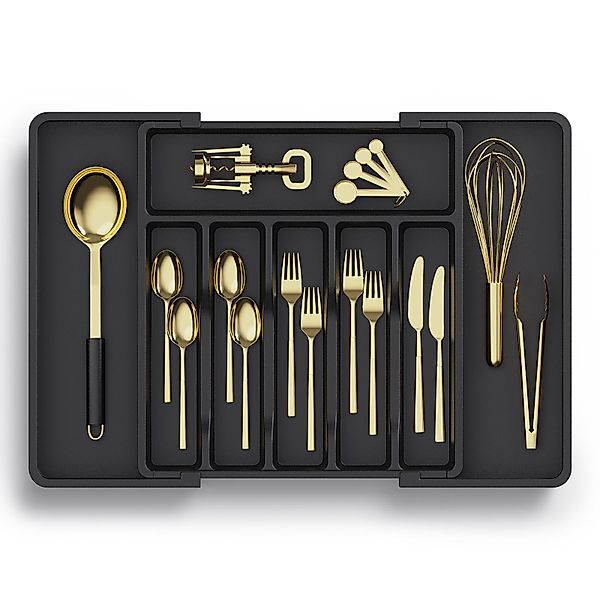 Lifewit Besteckeinsatz Besteckkasten für Schubladen, Verstellbarer Besteckh günstig online kaufen