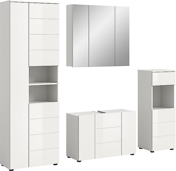 welltime Badmöbel-Set Biel, Höhe 190 cm, Hochschrank, Unterschrank, Spiegel günstig online kaufen
