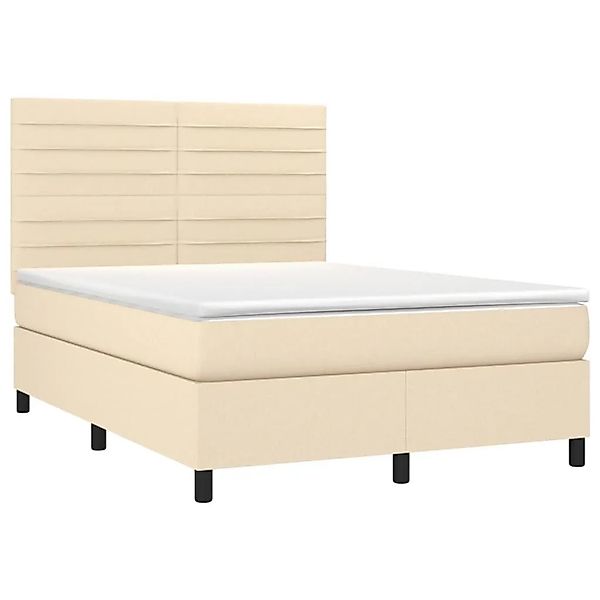 vidaXL Boxspringbett mit Matratze & LED Creme 140x200 cm Stoff 3134962 günstig online kaufen