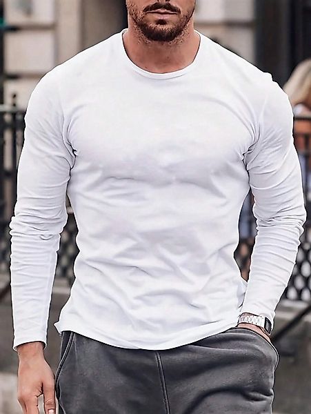 RMK Langarmshirt Herren Longsleeve Rundhals Einfarbig günstig online kaufen
