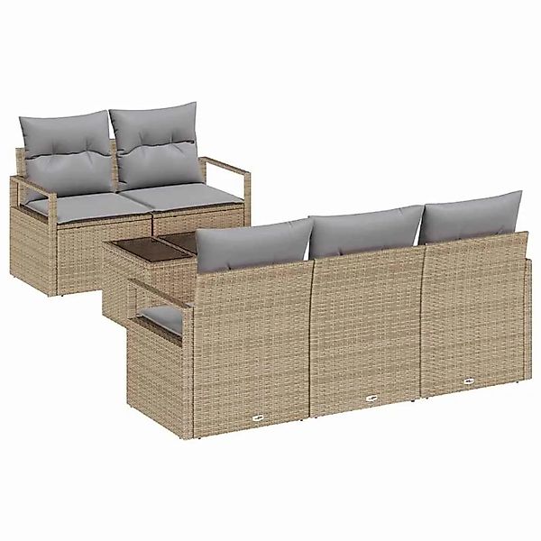 vidaXL Sofa Set mit Kissen 6-Tlg Beige und Grau Poly-Rattan 3346260 günstig online kaufen