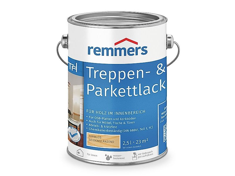 Remmers Lack Treppen- & Parkettlack farblos seidenglänzend 2,5 Liter günstig online kaufen