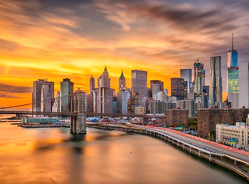 Papermoon Fototapete »Manhattan Skyline Sunset« glatt günstig online kaufen