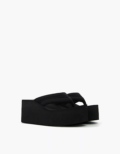 Bershka Gesteppte Plateau-Sandalen Damen 36 Schwarz günstig online kaufen