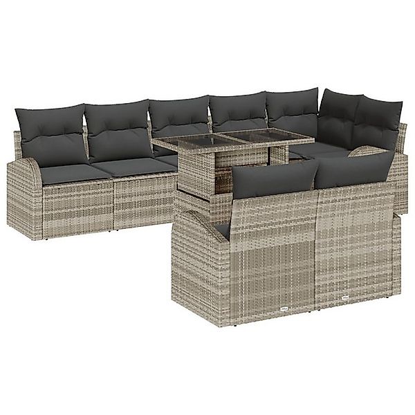 vidaXL Loungesofa 9-teiliges Garten Sofa Set mit Kissen in Hellgrau aus Pol günstig online kaufen