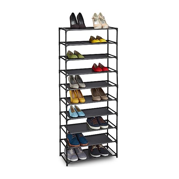 relaxdays Schuhregal Stecksystem 10 Ebene, Schwarz günstig online kaufen