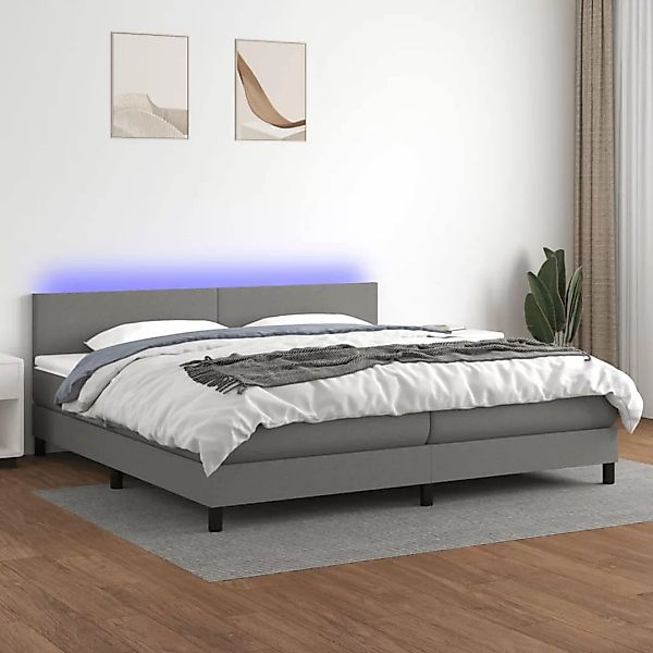Vidaxl Boxspringbett Mit Matratze & Led Dunkelgrau 200x200 Cm Stoff günstig online kaufen