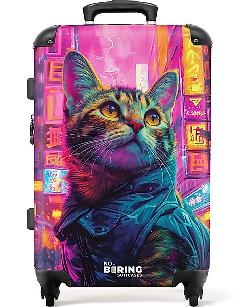 NoBoringSuitcases.com© Hartschalen-Trolley Katze mit Mantel in günstig online kaufen