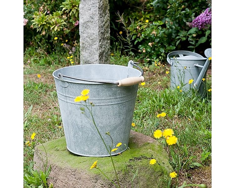 Antikas Gartenpflege-Set Dekorativer Eimer Blecheimer verzinkt als Gartenei günstig online kaufen