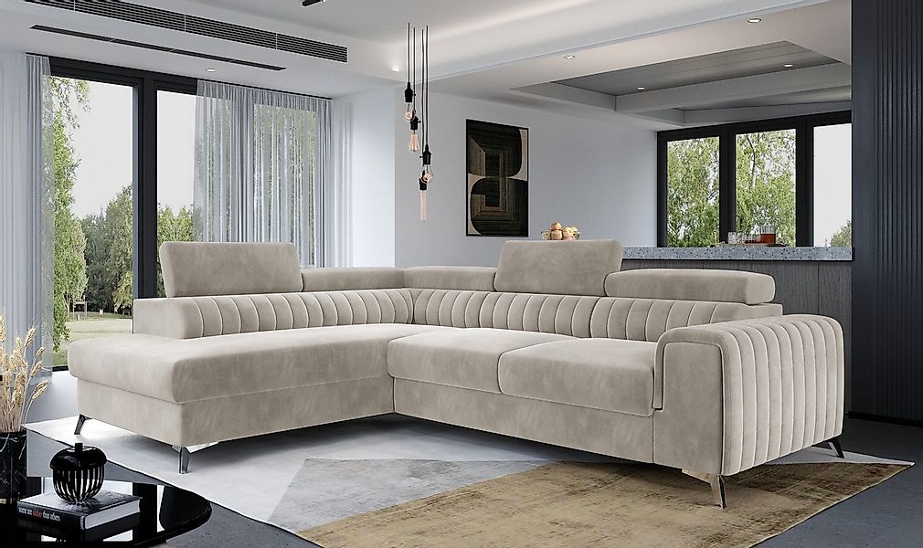 MOEBLO Ecksofa OLIVIER, stilvolle Wohnlandschaft in L-Form mit Schlaffunkti günstig online kaufen