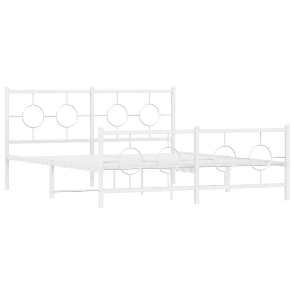 vidaXL Bettgestell mit Kopfteil und Fußteil Metall Weiß 150x200 cm 376295 günstig online kaufen