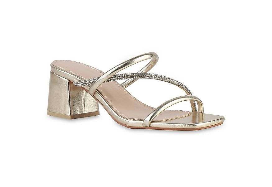 VAN HILL 841540 Sandalette Damen Pantoletten Sandaletten Strass Blockabsatz günstig online kaufen