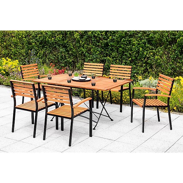 Merxx Schlossgarten Set 7-tlg. Klapp-Gartentisch Ausziehbar 100/150 x 90 cm günstig online kaufen