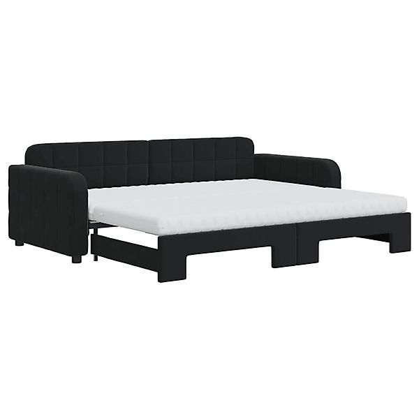 vidaXL Gästebett Tagesbett Ausziehbar mit Matratzen Schwarz 90x200 cm Samt günstig online kaufen