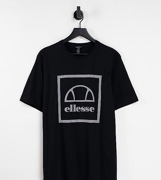 ellesse PLUS – T-Shirt in Schwarz mit reflektierendem Markenlogo günstig online kaufen