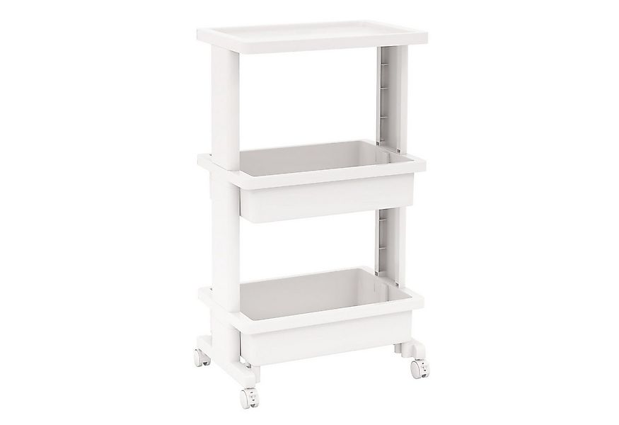 COSTWAY Beistellwagen, schmal, Rollwagen mit Stauraum, Tischplatte, weiß günstig online kaufen