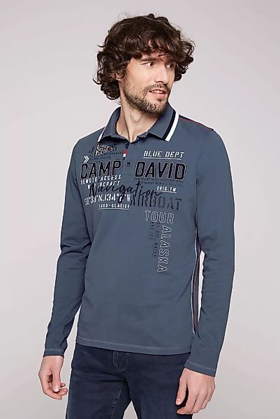 CAMP DAVID Langarm-Poloshirt mit Logo-Applikationen günstig online kaufen