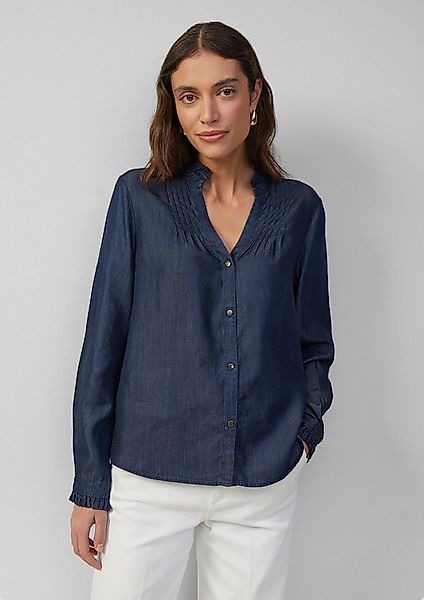s.Oliver Langarmbluse Bluse Leichte Bluse aus Lyocell-Denim mit Rüschen und günstig online kaufen