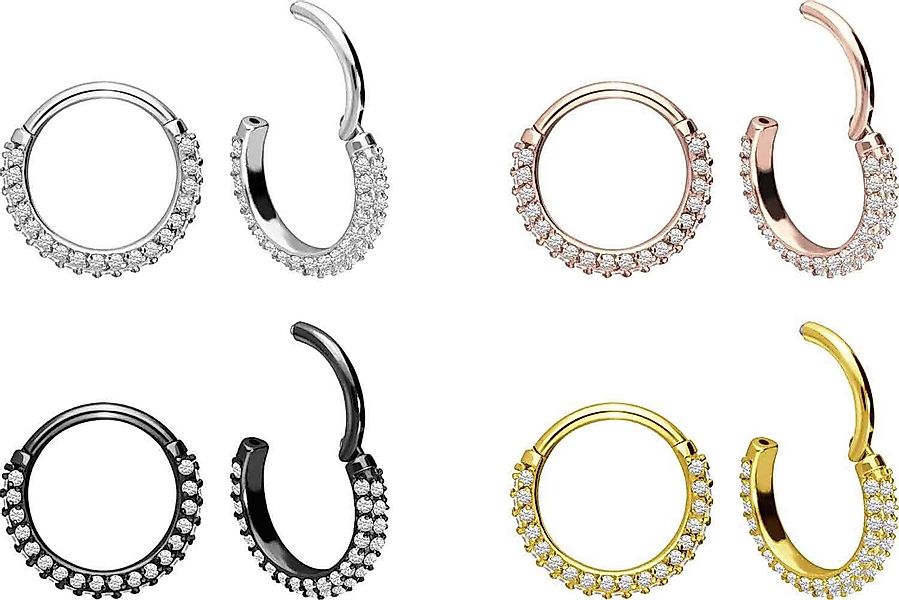PIERCINGLINE Nasenpiercing Chirurgenstahl Segmentring Clicker KRISTALLRAND günstig online kaufen