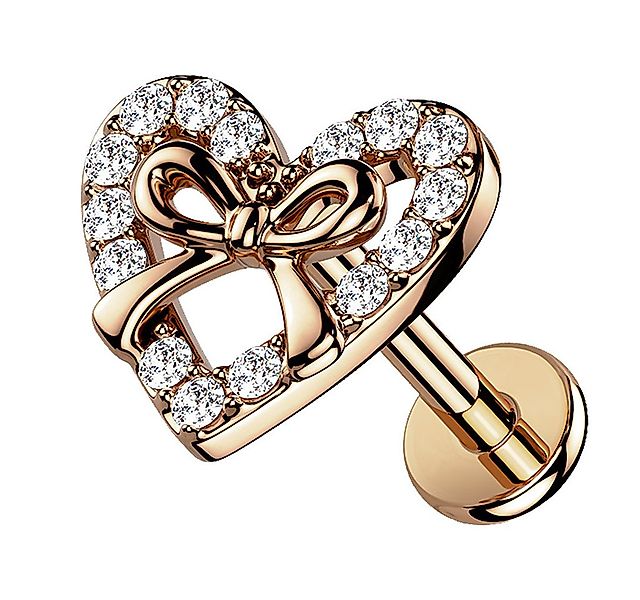 Taffstyle Piercing-Set Tragus Conch Piercing flach Kristall Herz Schleife R günstig online kaufen