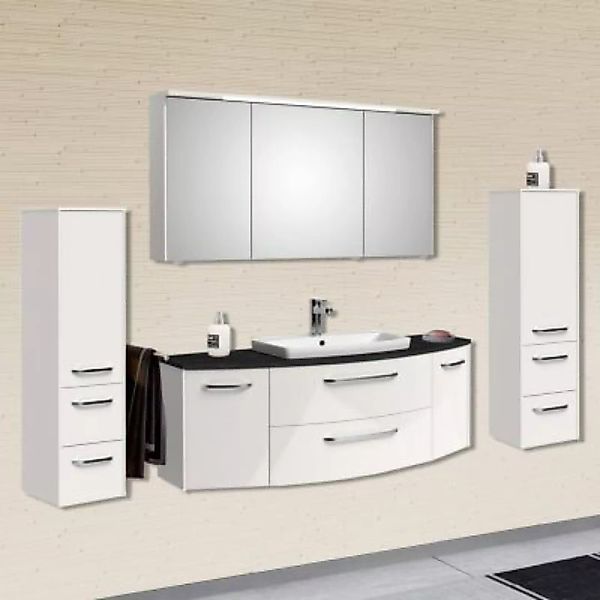 Lomadox Badezimmermöbel mit Beleuchtung SEVILLA-66 abgerundet in weiß Hochg günstig online kaufen