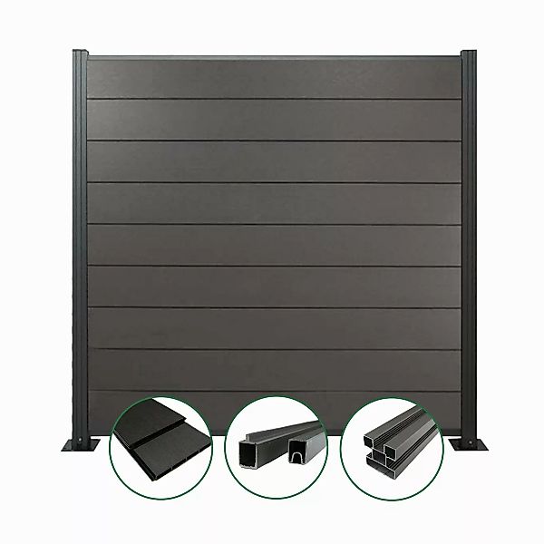 Woodstore24 Zaun WoodoZaun WPC Sichtschutzzaun gebürstete günstig online kaufen
