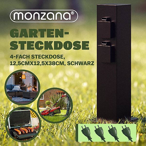 Gartensteckdose Schwarz 4er-Stecker 38x12,5x12,5cm günstig online kaufen
