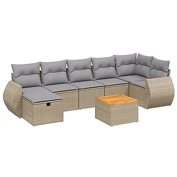 vidaXL 8-tlg Garten-Sofagarnitur mit Kissen Beige Poly Rattan Modell 165 günstig online kaufen