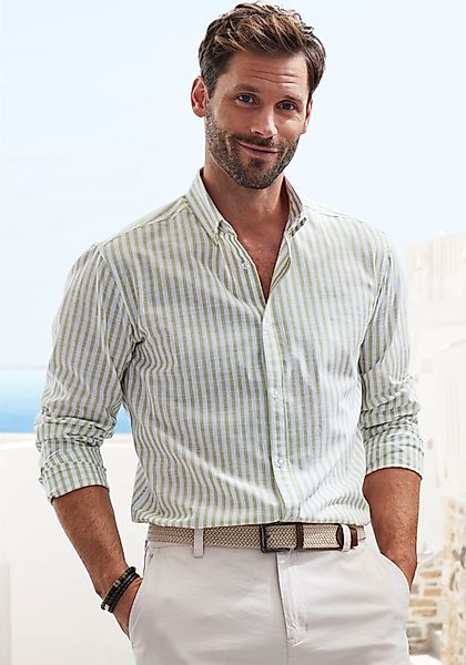 John Devin Langarmhemd "Regular Fit", Streifenhemd mit Button-down-Kragen, günstig online kaufen