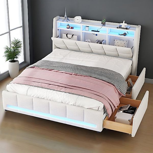 OKWISH Polsterbett Stauraumbett Kinderbett Gästebett Funktionsbett günstig online kaufen