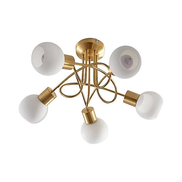 Lindby Deckenlampe Elaina 9621682 Modern in Gold Messing aus Glas 5-flammig günstig online kaufen