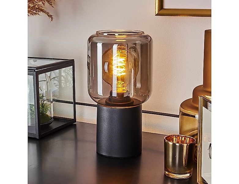hofstein Tischleuchte Retro Lese Leuchten Nacht Tisch Lampen Rauchglas Schl günstig online kaufen